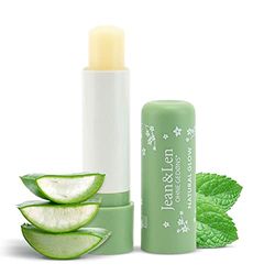 Jean & Len Bálsamo labial hidratante con aloe vera orgánico, menta y manteca de karité orgánicos, protege los labios de la sequedad, sin aceite de palma ni mineral, vegano, 4.7 g