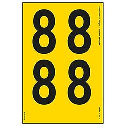 V Safety One Number Sheet - 8-13mm Number Height - 300x200mm - Yellow Adhesive Vinyl