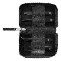 ZWILLING Premium Black Series Set de manucure 4 pièces avec étui en cuir de vachette Noir