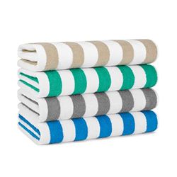 Arkwright Oversized gestreepte strandhanddoeken - (Pack van 4) Absorberend, sneldrogend, ringgesponnen katoen bulk zwembadhanddoek, perfect voor sportschool, bad en spa, 76,2 x 177,8 cm, meerdere
