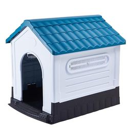 Lanco - Cuccia per Cani di Taglia Grande. Uso interno ed esterno con ventilazione. Materiale resistente. 105x89x98 cm. Blu e bianco.
