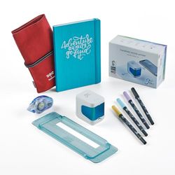 Colop Bullet Journal Set Consisting of the e-Mark Go Mobile Printer, Ruler, 4 Tombow ABT Dual Brush Pens, 1 Adhesive Roller, 1 Bullet/Travel Journal, 1 Roll Case