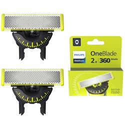 Philips OneBlade 360 Autentici Lame di ricambio per rasoio elettrico OneBlade, pettine regolabile 5in1, acciaio inossidabile resistente, rade, regola, e rifinisce, confezione da 2 (modello QP420/60)