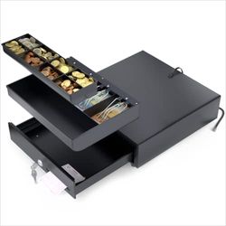 ACROPAQ - Tiroir-caisse - RJ11 pour imprimante POS, Ouverture automatique, 33 x 33 cm - Caisse enregistreuse, tiroir-caisse électrique - Noir
