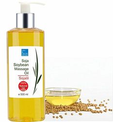 Bleu & Marine Bretania - Huile de Soja 100% Naturelle, Hydratante, Adoucissante, Anti-Âge, Réparatrice pour Cicatrices, Absorption Rapide, Transparente, 500 ml