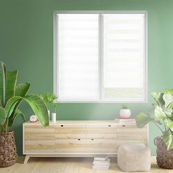 Blindecor - Indus without tools - double roller blind - night and day - white - 40 x 220 cm (width x length)