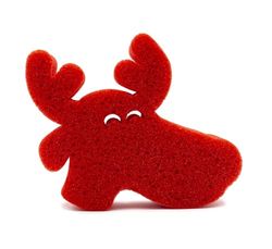 martini SPA - Xmas Collection - Spugna corpo soft sagomata Renna con cordino, in poliuretano, colore rosso, 16x16x4cm, 13g, 1 unità