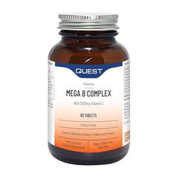 Quest - 30x Mega Vitamin B Complex Tablets. High Strength Vitamin B1-B2-B3-B6-B12, Biotin & C Supports Energy Production, Stress Response, Immune System & Brain Function. 2 Month Supply (1 Pack)