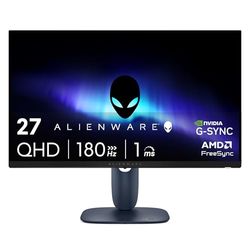 Alienware 27 Gaming Monitor - AW2725DM, QHD (2560x1440), 180Hz, Fast IPS, 1ms, NVIDIA G-SYNC Compatible, AMD FreeSync, 95% DCI-P3, HDR400, DisplayPort, 2 HDMI, 3 USB, 3 Year Warranty