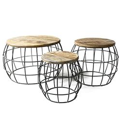 NOOR Living Design Products 77282 tafelset, mangohout, natuur, zwart, L