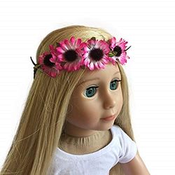 The New York Doll Collection 18 Pouces / 46 cm Poupée Bandeau - Couronne de Tournesol Rose Floral - Accessoires Cheveux pour 18 Pouces / 46 cm Poupées