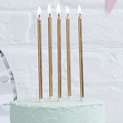 Ginger Ray Gouden Metallic Hoge Verjaardagspartij Cake Designer Kaarsen 24 Pack inclusief Houders
