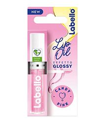 Labello Lip Oil Effetto Glossy Candy Pink 5.5 ml, Lucidalabbra volumizzante e idratante, Olio labbra con Olio di Jojoba Bio e Oli di origine 100% naturale, Lip gloss per labbra morbide e luminose