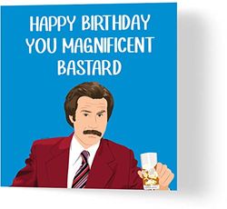 Ron Burgundy Happy Birthday - Birthday Card - Made from Recycled Materials - Greeting Cards for Friends, Family, Loved Ones - Made by UK Independent Artists - Compostable Packaging