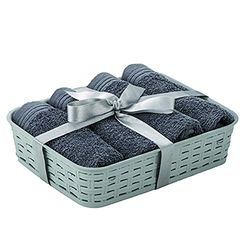La Maison 1975 Set de 4 Serviettes 30 x 30 cm Gris avec Panier Aries, Coton, 30 x 30 cm