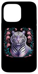Majestic White Tiger - Elegante arte botanica della fauna selvatica Custodia per iPhone 14 Pro Max
