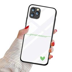 Suhctup Funda Personaliza Compatible con Huawei Y6 Pro 2019 Carcasa de Vidrio Templado con Amor y Texto Diseño Personablizable Regalo Ultrafina Dura Antigolpes Proteccion Caso（Verde）