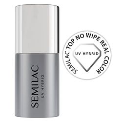Semilac Top No Wipe Real Color 11 ml innovativ UV LED Top Coat för hybrid nagellack skydd, transparent