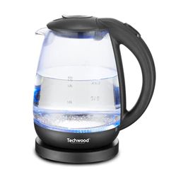 Techwood TB-1717V •Bouilloire Electrique en Verre 1,7L-2200W, 1.7 liters, Noir