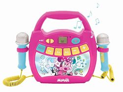Lexibook, Disney Minnie, Bärbar digital karaokespelare för barn, Mikrofoner, Ljuseffekter, Bluetooth®, Inspelnings- och röstväxlarfunktioner, Rosa, MP320MNZ