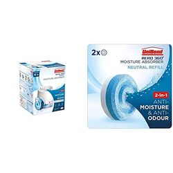 Unibond AERO 360 Compact Moisture Absorber, Ultra-Absorbent Dehumidifier, 1 Refill Tab 450g & UniBond AERO 360° Moisture Absorber Neutral Refill Tab