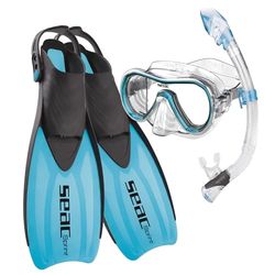 Seac Set Sprint Dry-paket med dykmask, snorkel och simfötter med öppen häl, för barn och vuxna