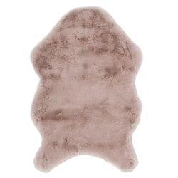 HOME DECO FACTORY TX9044 Tapis Forme Peau Fausse Fourrure Poil Fin Rose Poudre Polyester H2 x 60 x 90 cm