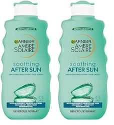 Garnier Ambre Solaire After Sun Lotion, for Face & Body, with Naturally Derived Aloe Vera, Intensely Rehydrates Skin, Instant Cooling Effect, Approved by Cruelty Free International, 400 ml (Pack of 2)