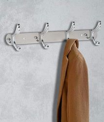 IPEA Metal Wall Coat Rack with 4 Hooks – Elegant Design – Wall Hanger for Home, Bedroom, Kitchen, Living Room, Store – Coat Hanger for Jackets, Coats, Hats – Metallic