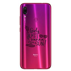 Zokko Beschermhoes voor Xiaomi Redmi Note 7 Girls Just Wanna Have Sun – zacht transparant inkt zwart