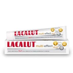 Lacalut Multi-Effect - Dentifricio al Fluoro 75 ml - Formulazione 5in1 (Rinforza Smalto, Tonifica Gengive, Previene Carie, Denti Bianchi e Alito Fresco) una Completa Igiene Orale e Dentale
