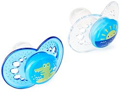 MAM Chupete, a Partir de 16 Meses, con Tetina Simétrica, Plana y Flexible de Silicona Skin Soft Silicone de Fácil Aceptación, con Caja Autoesterilizadora, Original, Azul Brillante, Pack de 2uds