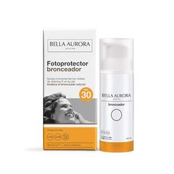 BELLA AURORA - Fotoprotector Bronceador Facial SPF 30 50ml, para la Cara, Protección Solar Alta, Acelera Bronceado Natural, Incrementa Niveles de Vitamina D, con Melitane y Antioxidantes