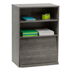 Iris Ohyama, Kast met 2 planken en vouwdeuren / Houten kast / Vouwplank / Opbergkast, In hoogte verstelbare plank 3,2 cm, Kantoor, Woonkamer - Flap Rack - CHR-1 - Grijs Eiken