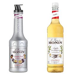 MONIN Passion Fruit Mix Puree 1 Litre & Premium Vanilla Syrup 1L