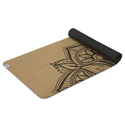 Gaiam Kurk Yogamat | Natuurlijk, duurzaam kurkprintontwerp stopt geuren | Niet-giftige TPE-rubberen achterkant | Geweldig voor hete yoga en pilates (68 "x 24" x 5 mm dik)