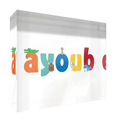 Little Helper Souvenir Décoratif en Acrylique Transparent Poli comme Diamant Style Illustratif Coloré avec le Nom de Jeune Garçon Ayoub 7,4 x 10,5 x 2 cm Petit
