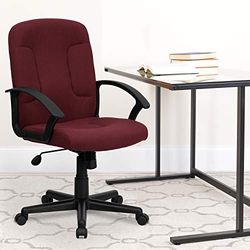 Flash Meubles Mid-Back Tissu Noir tâche et Chaise de Bureau avec Bras en Nylon