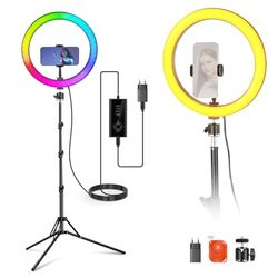 NEEWER Anneau Lumineux 12" avec Trépied Compatible avec iPhone, Éclairage LED RGB 24W avec Support pour Téléphone pour Selfie,Photographie, Enregistrement Vidéo,Maquillage,2500-10000K CRI95+,RH12C