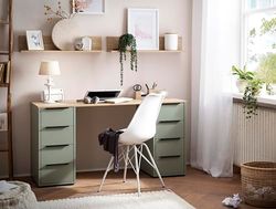Schildmeyer Elma Bureau en Bois décor Pistache/chêne Clair 140 x 55,5 x 73,1 cm