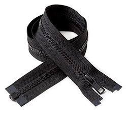 Zippers for Sewing Size 5 – Lenght 75 cm – 2 Pieces – Two Nylon Coils Zips for Clothing Jackets Coats Decor Furniture Accessories – Color Black
