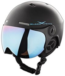 Black Crevice Casque de Ski Saalbach Unisexe, Noir/Bleu, 54-57 cm