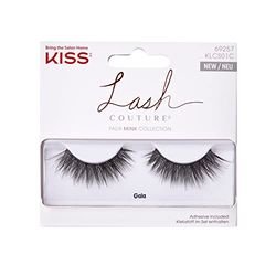 KISS Conjunto de pestanas postiças sintéticas, 1 par de pestanas postiças, gala, ultrafinas, cónicas, inclui cola para pestanas