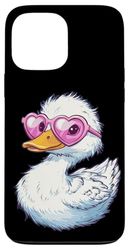 Occhiali a forma di cuore con divertente costume da anatra Custodia per iPhone 13 Pro Max