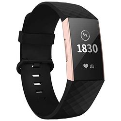 Adepoy Per Fitbit Versa 3, cinturino sportivo in silicone, compatibile con Fitbit Versa 3 e Fitbit Sense, donne e uomini piccoli, 01-nero., Small(5.5-6.7" wrist), Classico