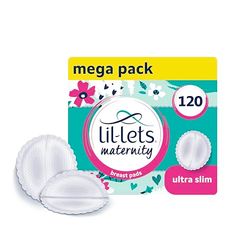 Lil-Lets Maternity Breast Pads, X 120 Count, Disposable Nursing Pads, for Breastfeeding Mums, Individually Wrapped, Ultra Slim & Absorbent Nipple Pads, 4 Packs of 30 Pads, All Breast Sizes