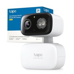 Tapo C216 2K 3MP Telecamera Wi-Fi Esterno, 360° Visuale, IP65, Visione Notturna a Colori, Rilevamento Smart AI, Audio Bidirezionale, Allarme Sonoro e Luminoso, Montaggio su Tavolo e Parete