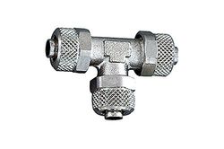 T-connector, voor slang 10/8 mm, SW 12, werkdruk max. 18 bar, messing vernikkeld