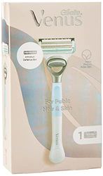 Gillette Venus Damska maszynka do golenia Plus 1 wkład do golenia z precyzyjnym trymerem, przeznaczony do włosów łonowych i skóry, niebieski, 1 szt. (1 opakowanie)