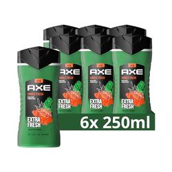 AXE Jungle Fresh 3-in-1 Douchegel, ruik tot wel 12 uur lang onweerstaanbaar - 6 x 250 ml - Voordeelverpakking